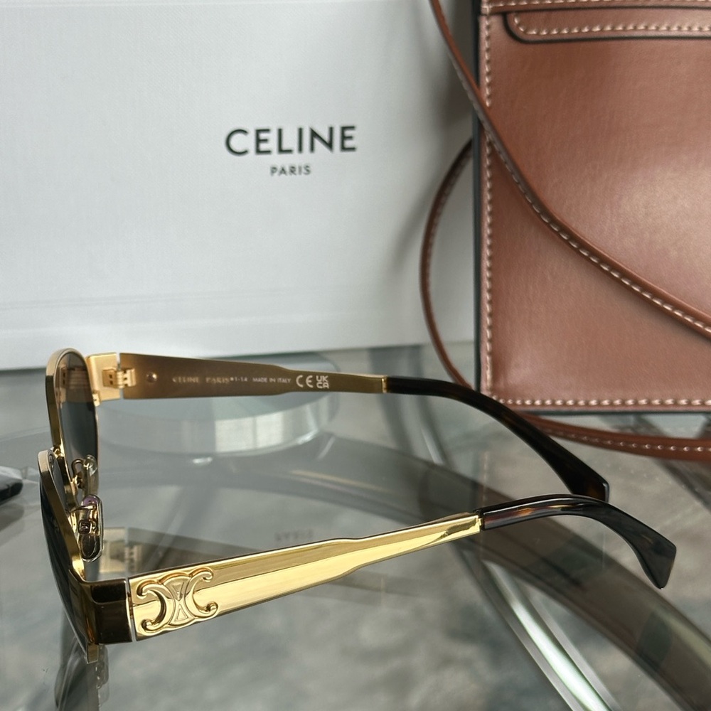 Celine Black and Gold Oval Sunglasses - Picture 7 of 15